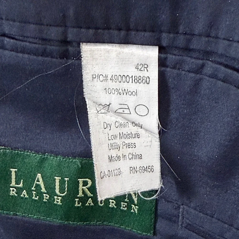 LAUREN RALPH LAUREN Blazer Mens 42R Blue Wool Gold Buttons Sport Coat Jacket